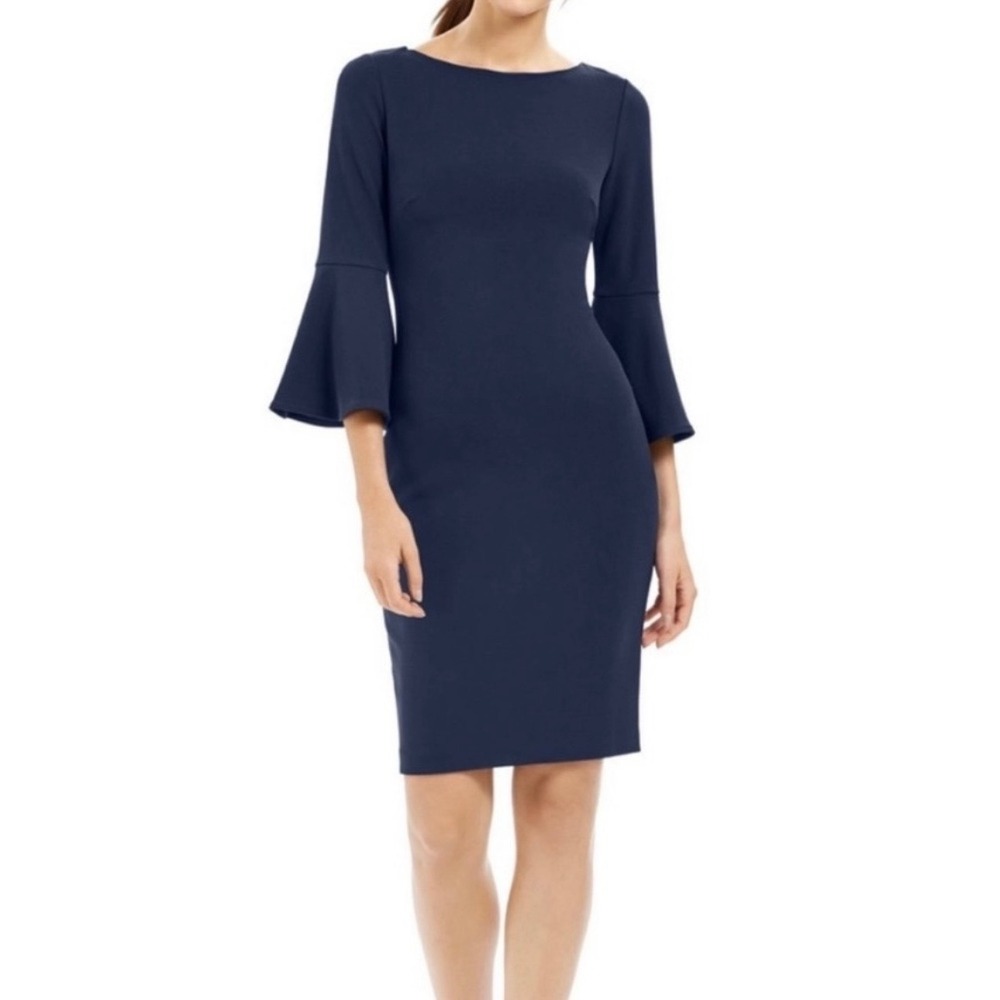 Calvin Klein Navy Bell-Sleeve Sheath Dress